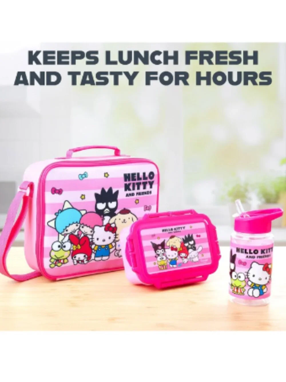 Hello Kitty & Friends 3pc Lunch Set Insulated Bag Lunch Box 400ml Bottle NWT